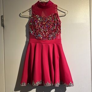 Pink Sequin Embellished Dance Costume